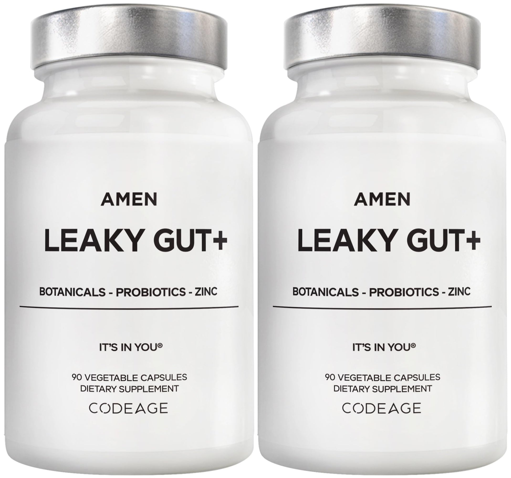 Amen Leaky Gut L-Glutamine DGL Licorice Probiotics Zinc Capsules 180