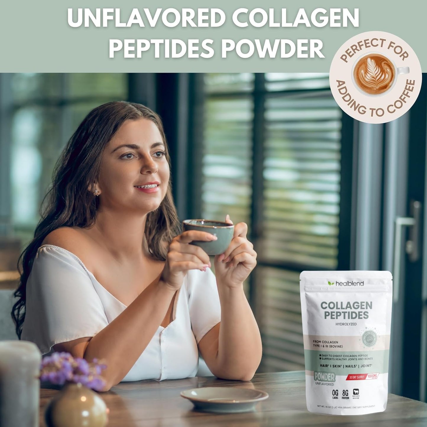 healblend Bovine Collagen Powder, Hydrolyzed Multi Collagen Peptides - 1 lb Powder