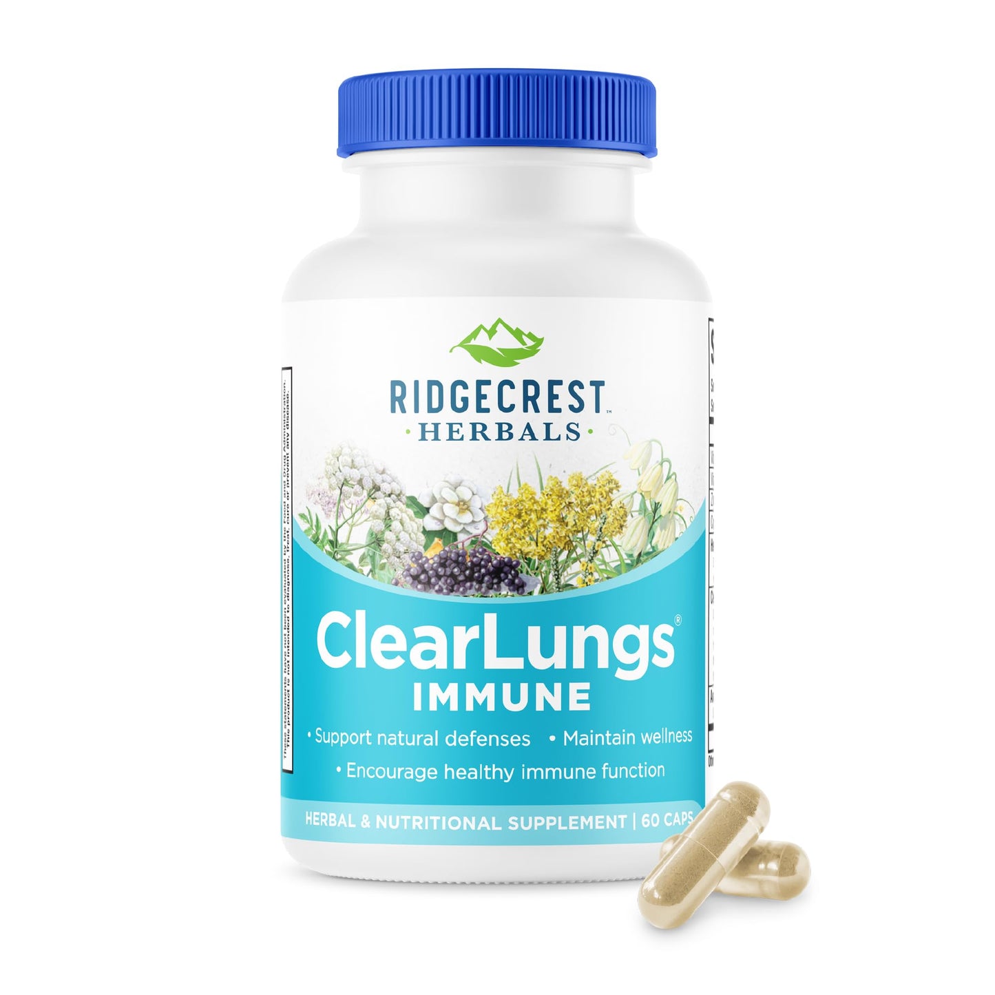RidgeCrest Herbals ClearLungs Immune, Lung Support Supplement Capsules 60