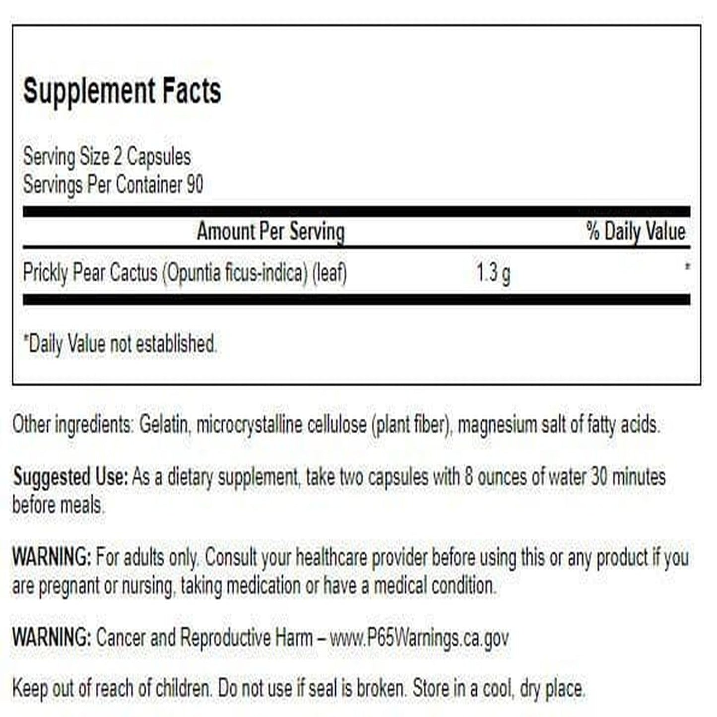 Swanson Premium Brand Prickly Pear Cactus Opuntia 650 mg, 180 Capsules