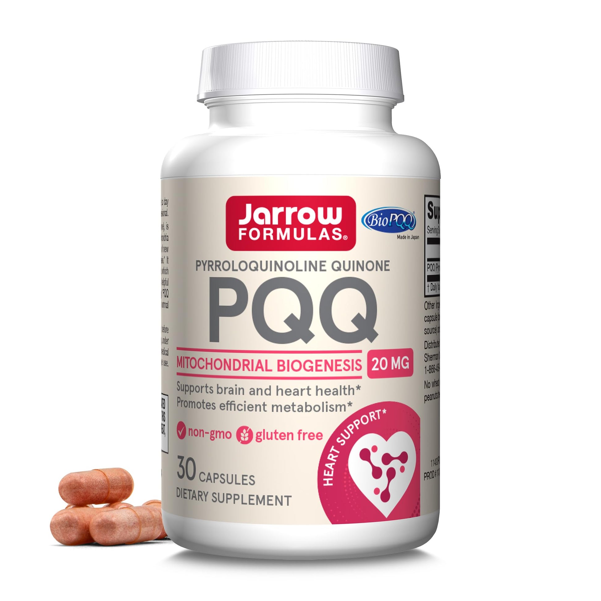Jarrow Formulas PQQ 20 mg Mitochondrial Biogenesis 30 Capsules