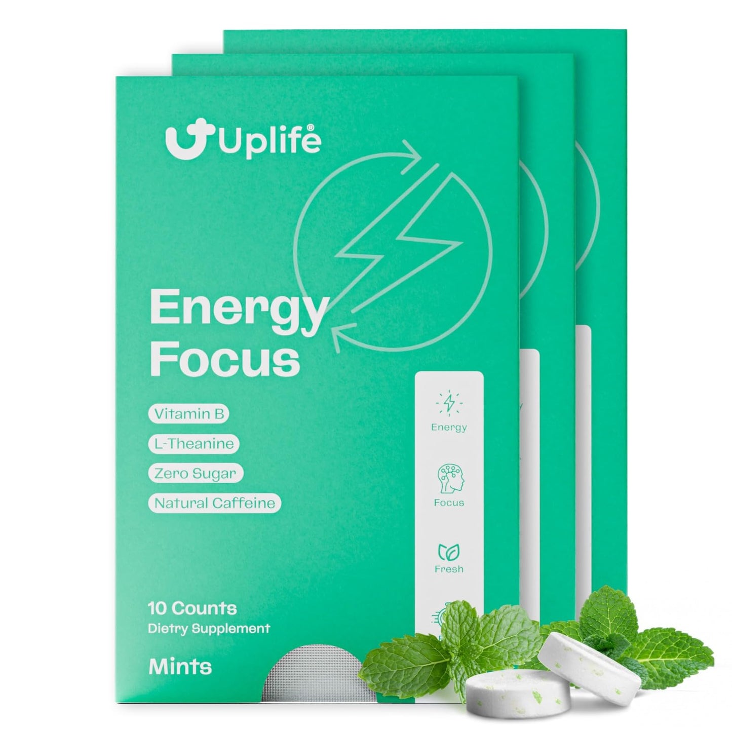 UPLIFE Focus & Energy Mints Chewable 30 Count