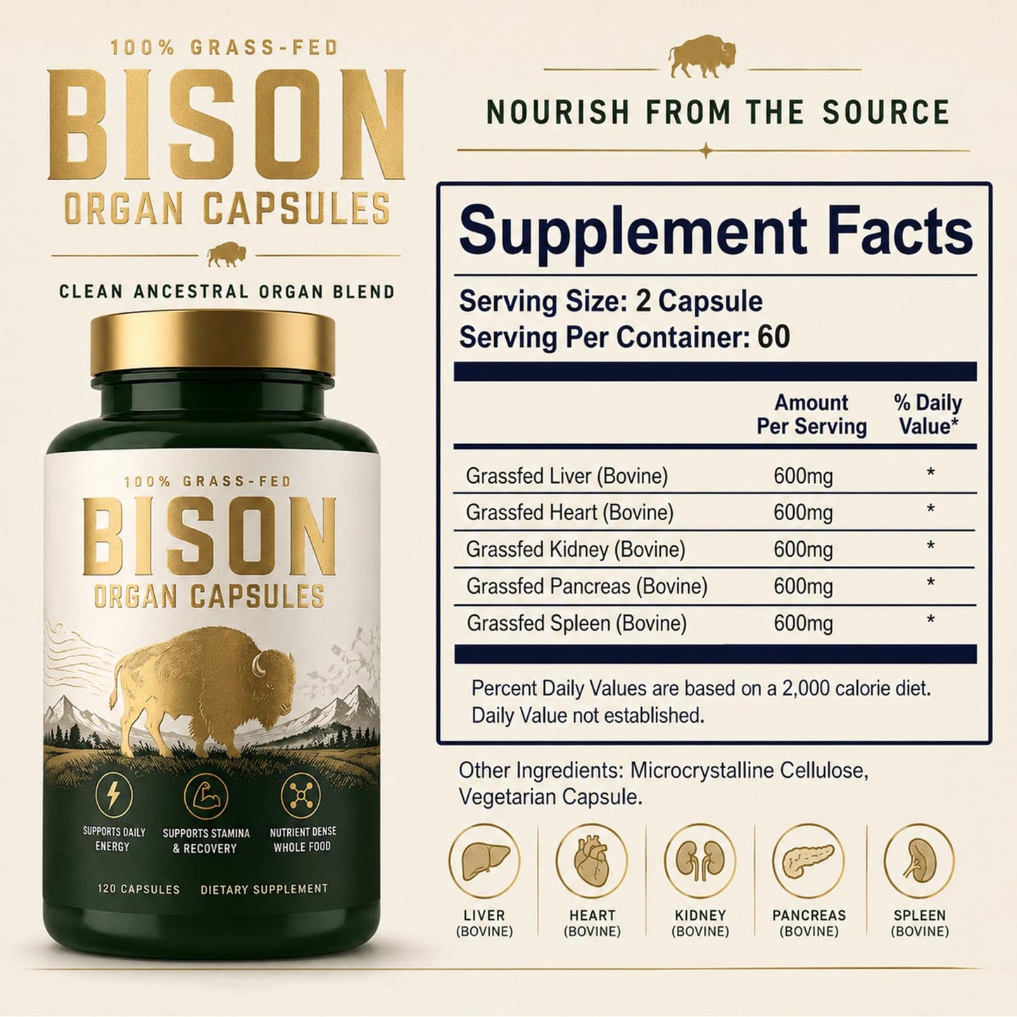 ORITICA Bison Organ Capsules Softgel 120