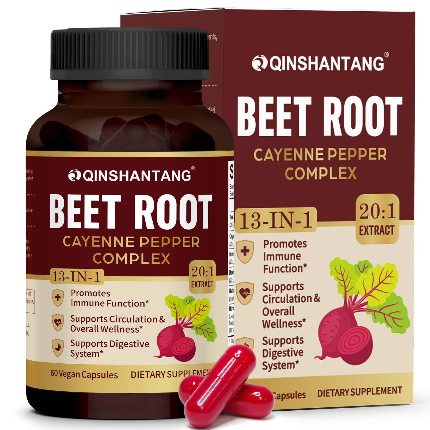 QIN SHAN TANG Beet Root Capsules, 60 Count