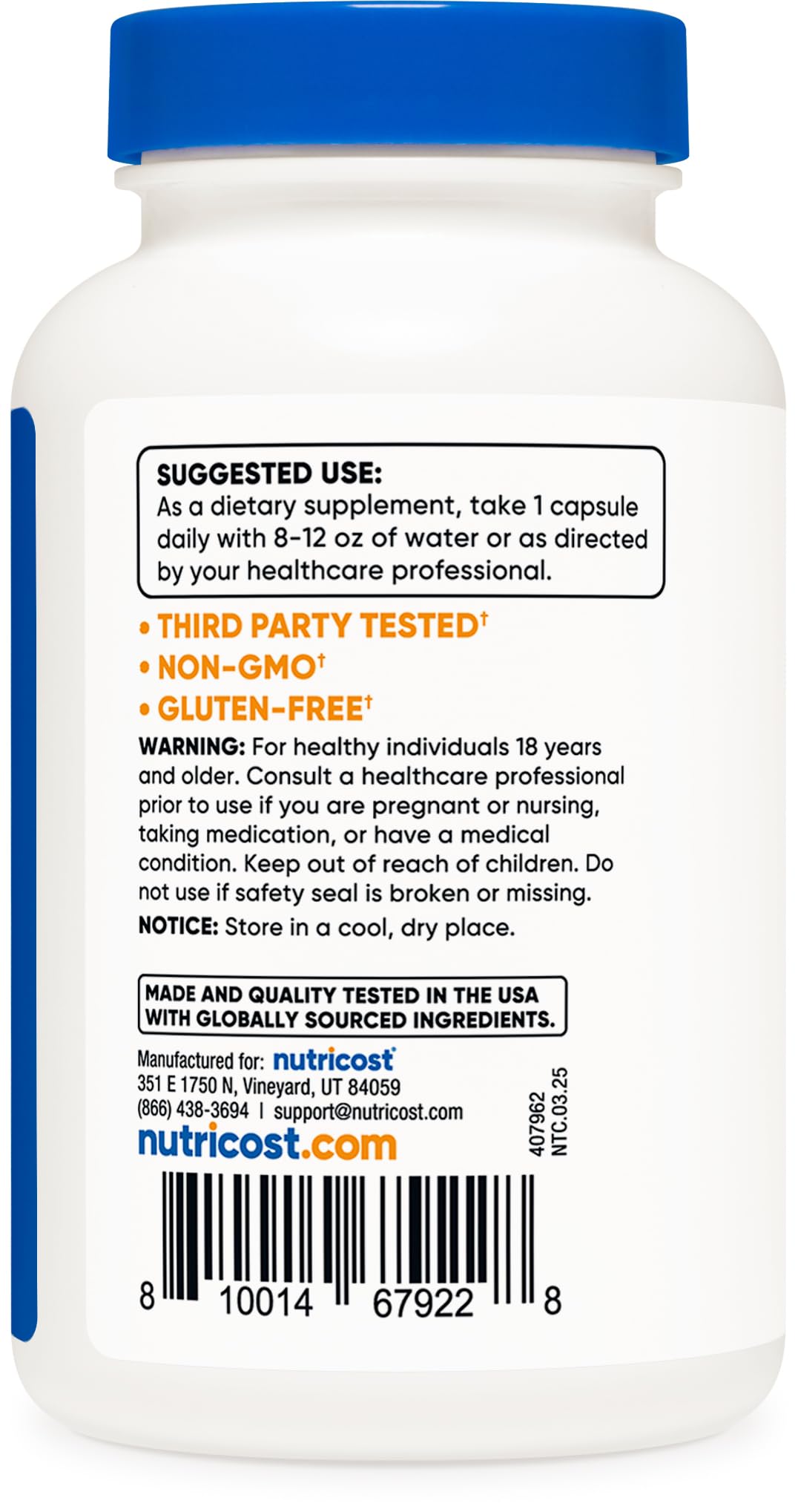 Nutricost Folic Acid (Vitamin B9) 1000 mcg Capsules, 240 Count (Pack of 3)