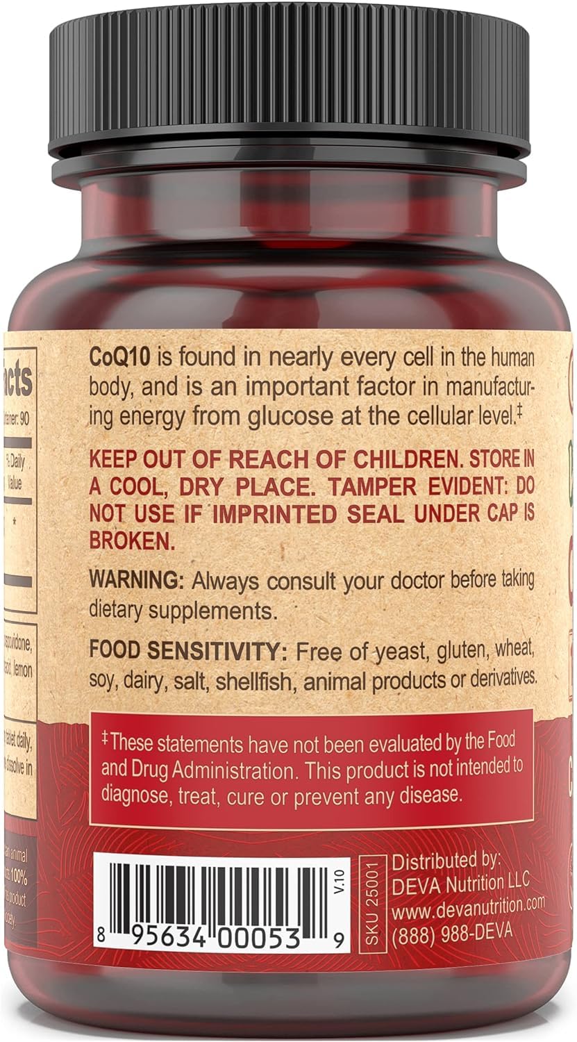 DEVA Coenzyme Q10 100mg Chewable Tablets 180 Count