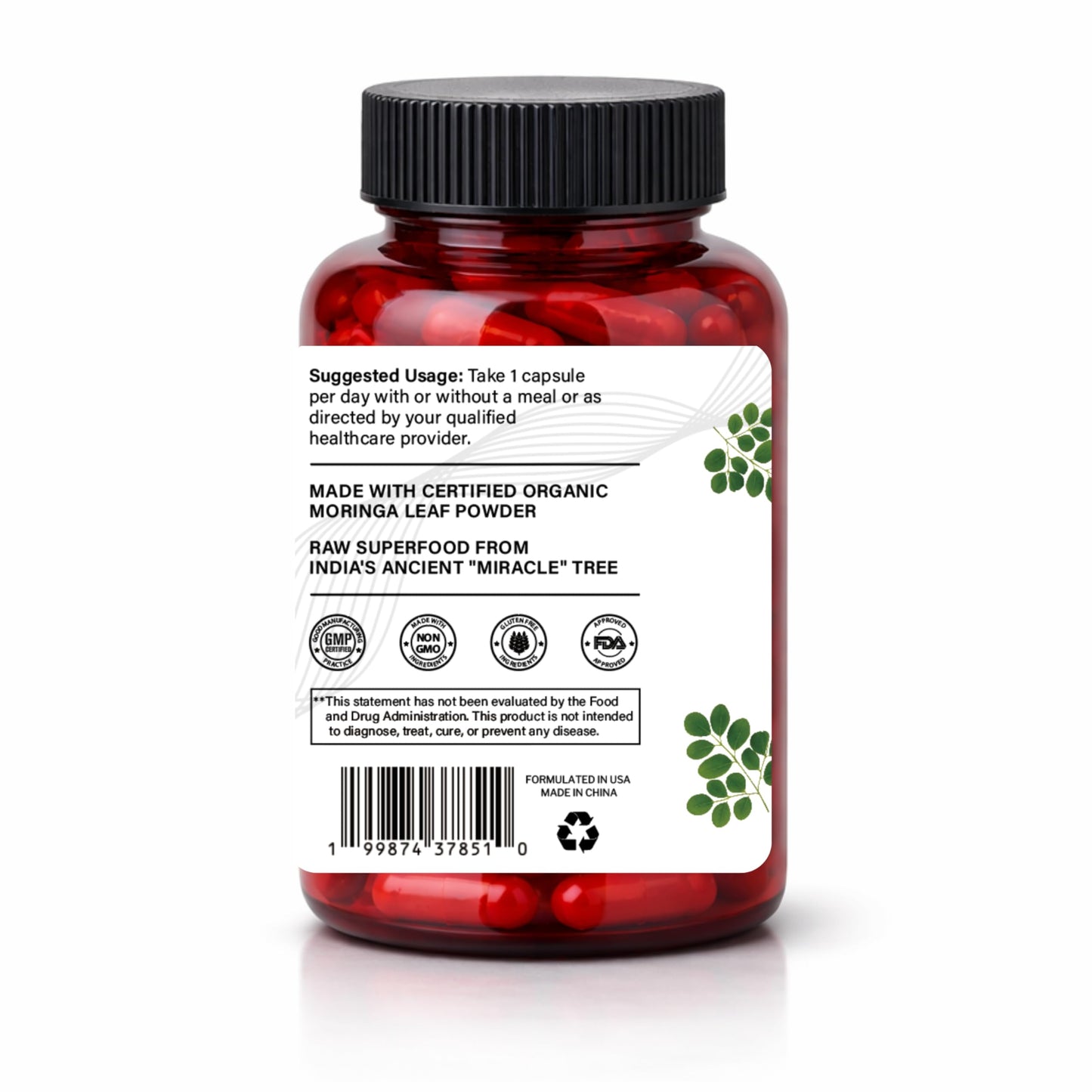 Trisundi Organic Moringa Capsules 600mg, 120 Capsules