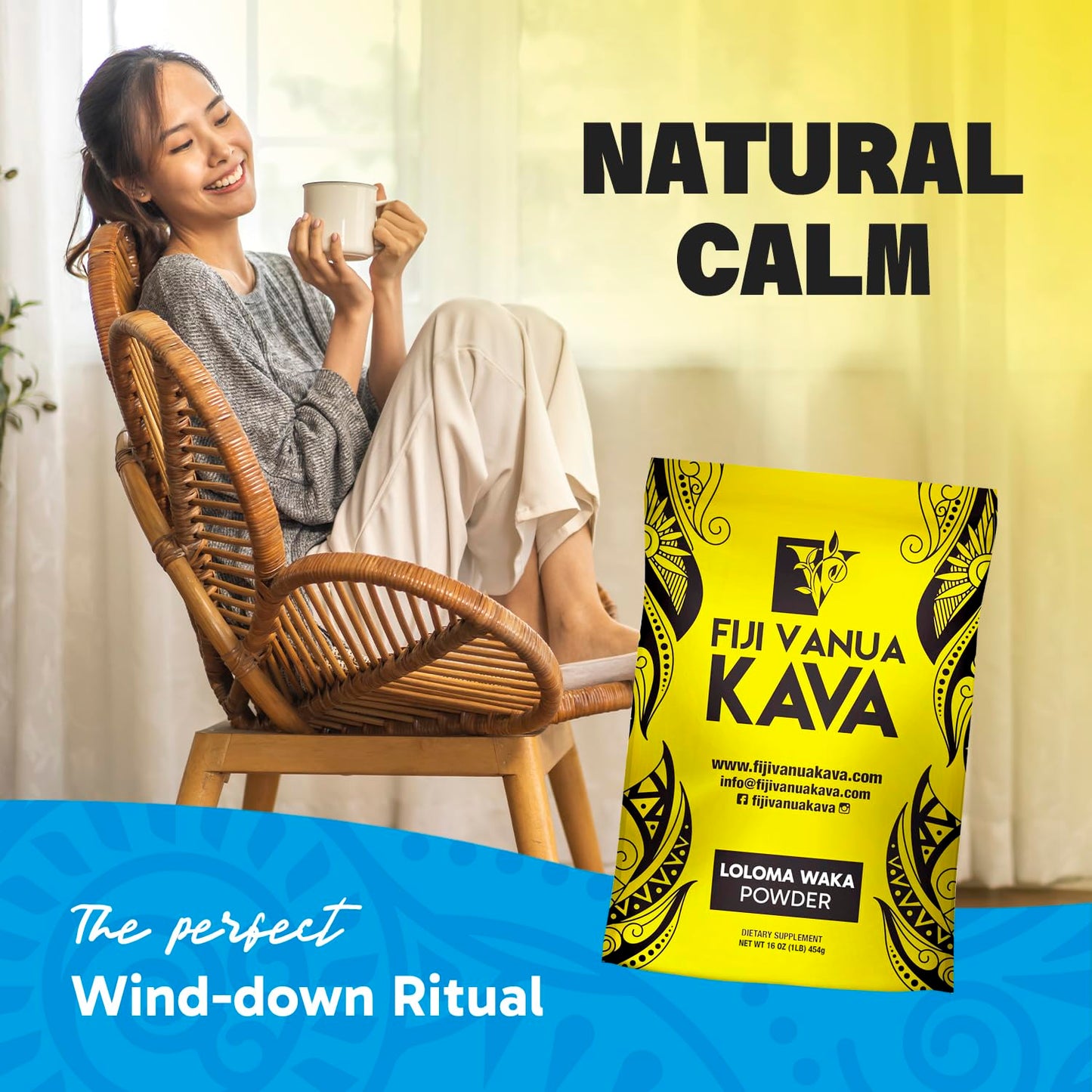 Fiji Vanua Kava Kava Root Powder, Powder, 16 oz