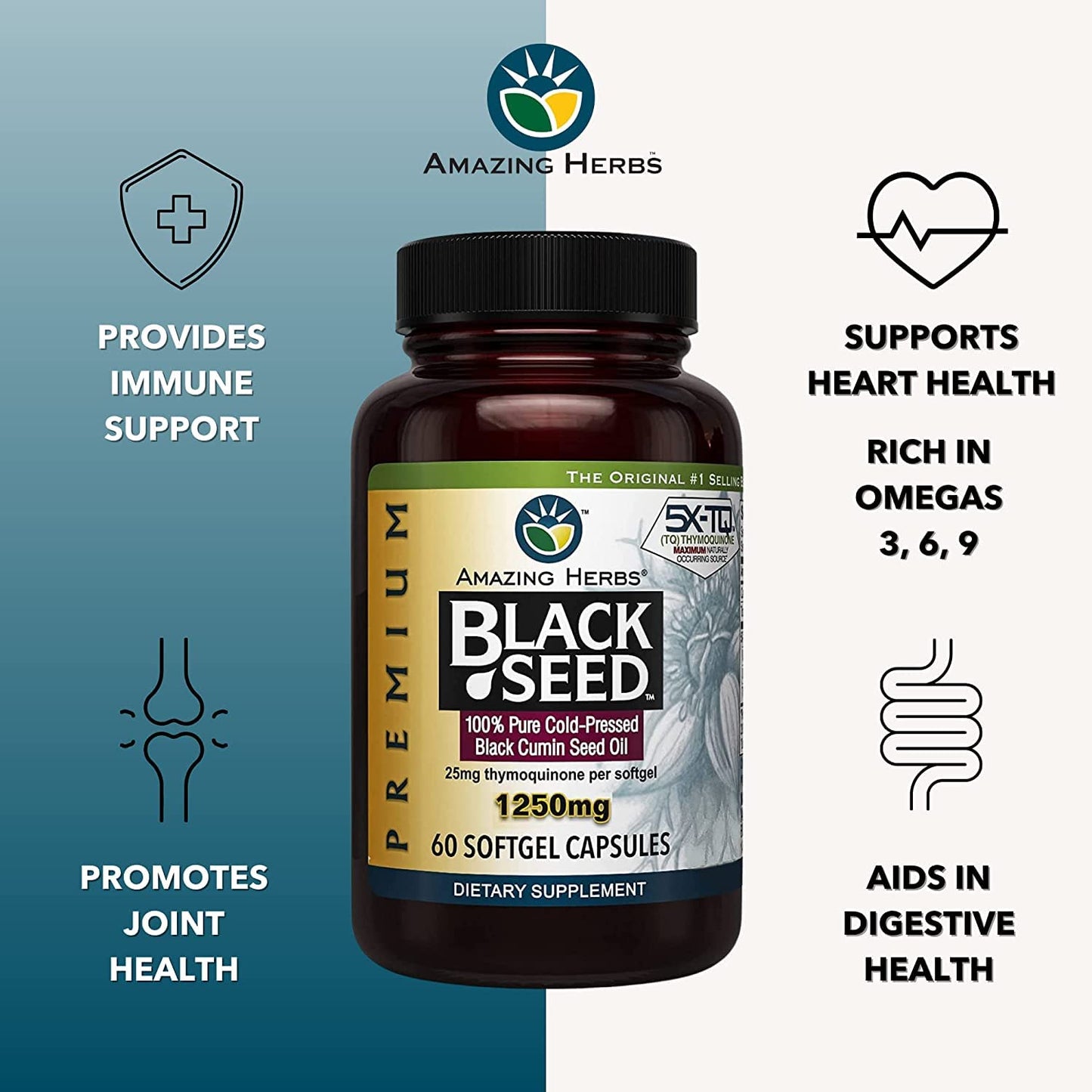 Amazing Herbs Black Cumin Capsules 120