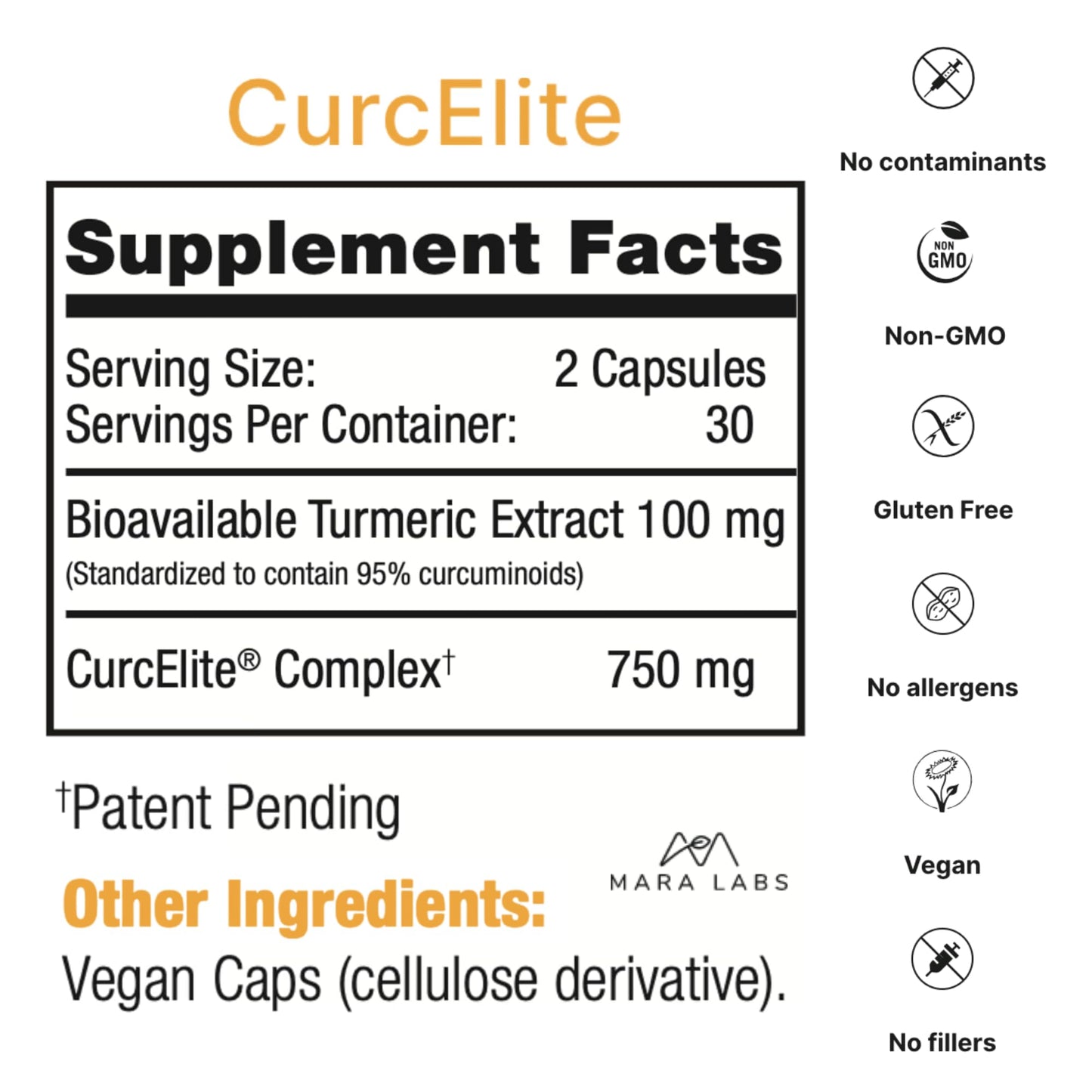 BrocElite CurcElite Curcumin Turmeric Extract 95% Curcuminoids Capsules 60 Count