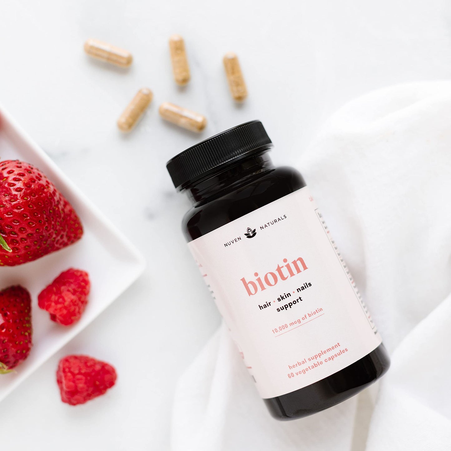 Nuven Naturals Biotin 10000 mcg Hair, Skin & Nails Capsules, 60 Count