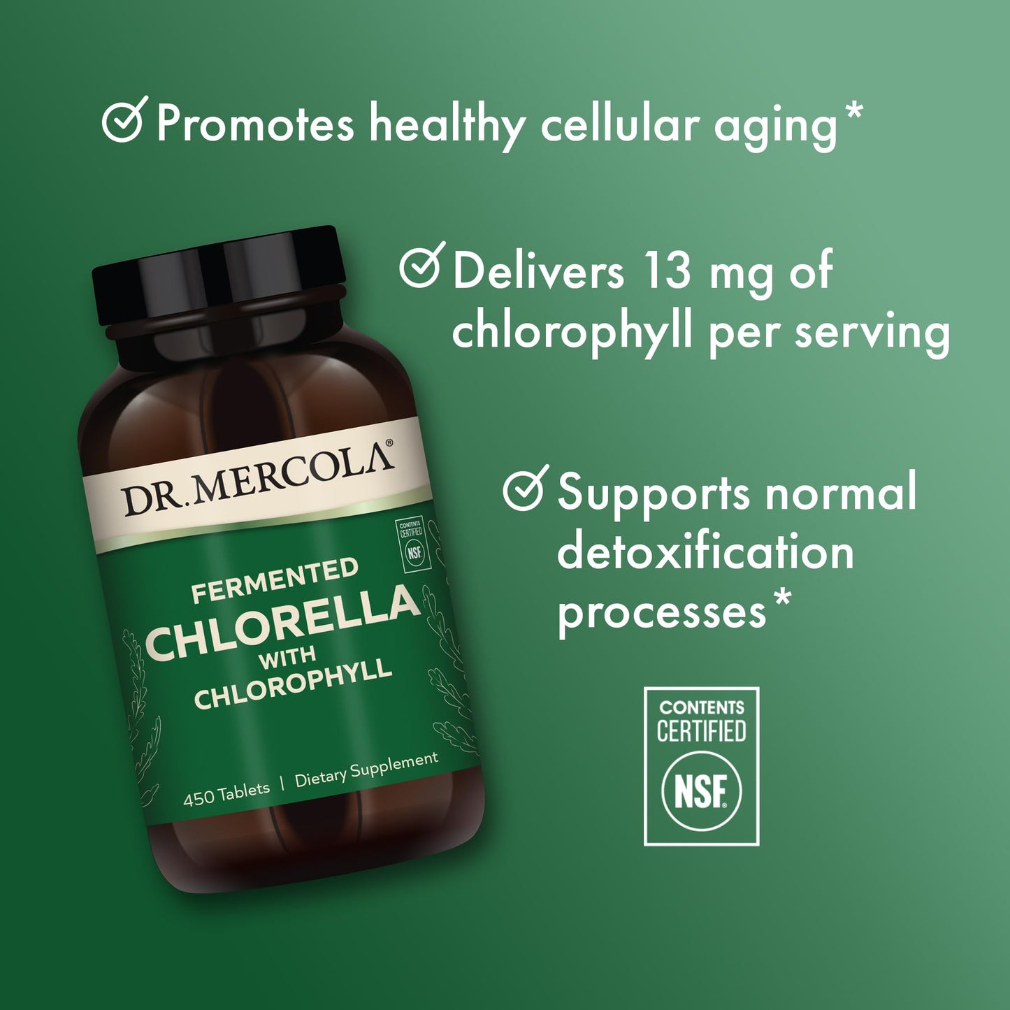 Dr. Mercola Fermented Chlorella with Chlorophyll, 450 Tablets