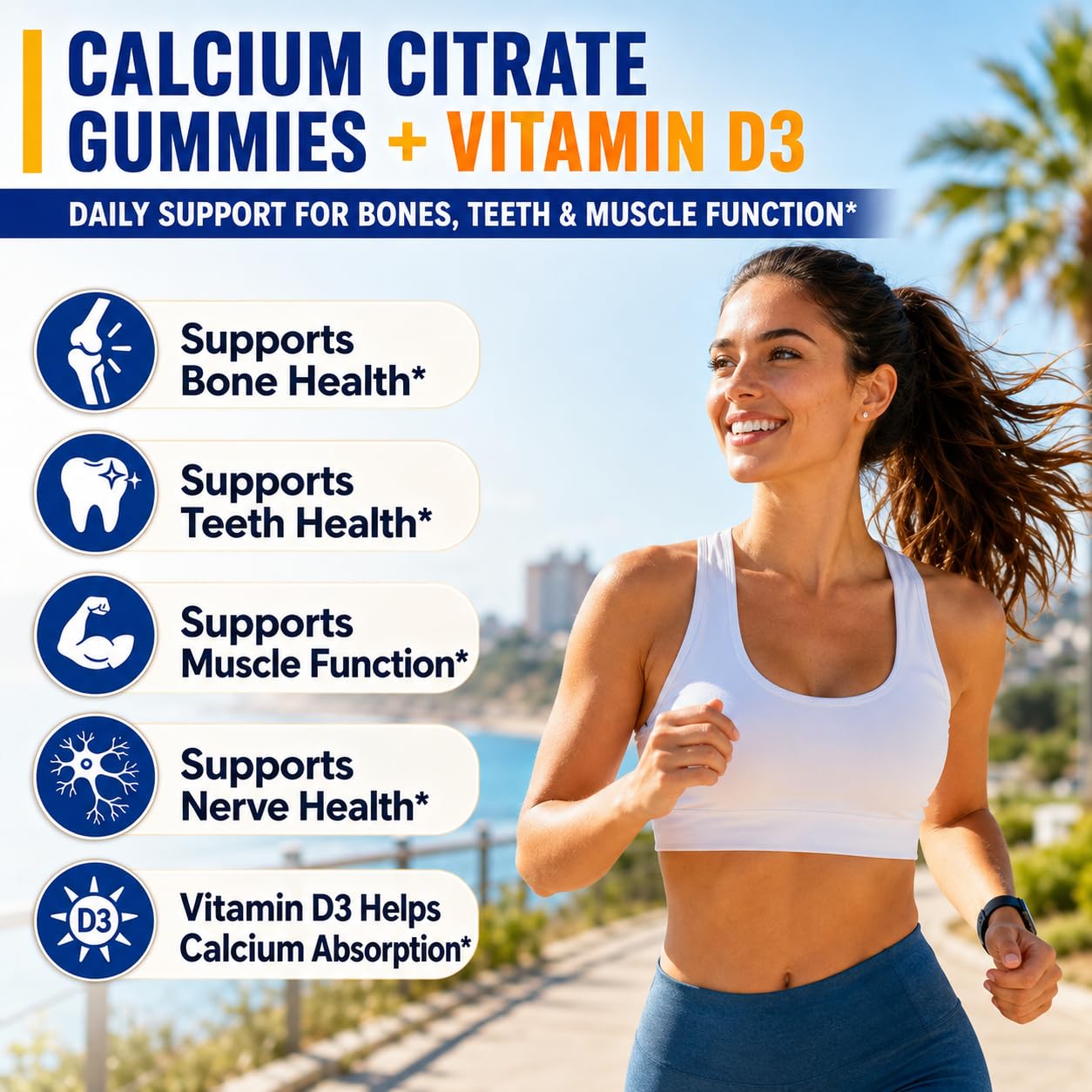 Fzjjyana Calcium Citrate with Vitamin D3, 180 Gummies