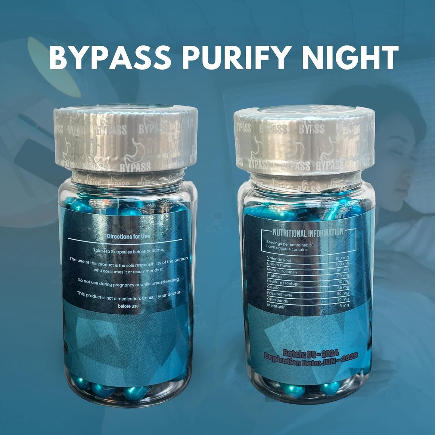 Generic Bypass Purify Night Nighttime Digestive Support Capsules, 60 Count