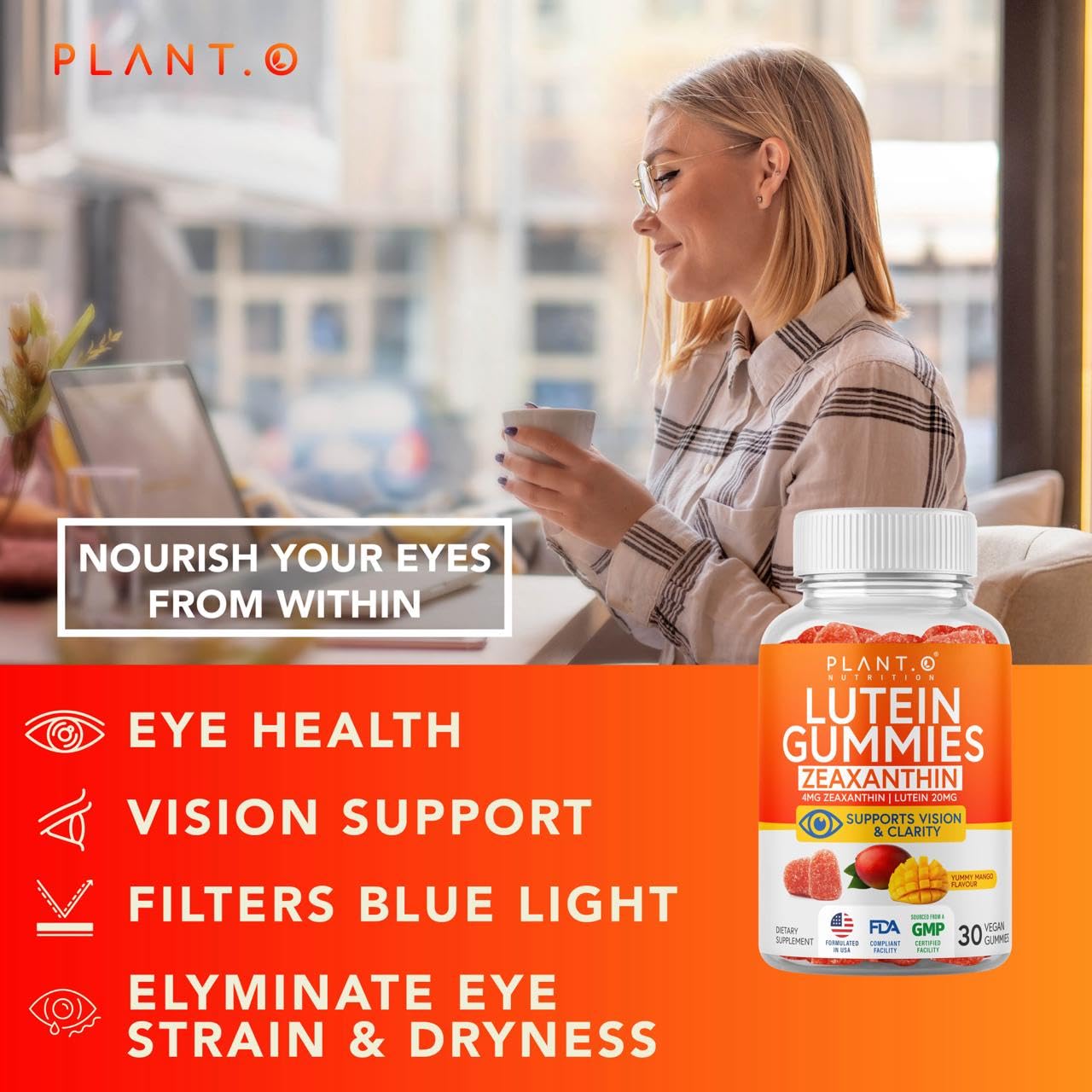 PLANT.O NUTRITION Lutein & Zeaxanthin Gummies 30 Count