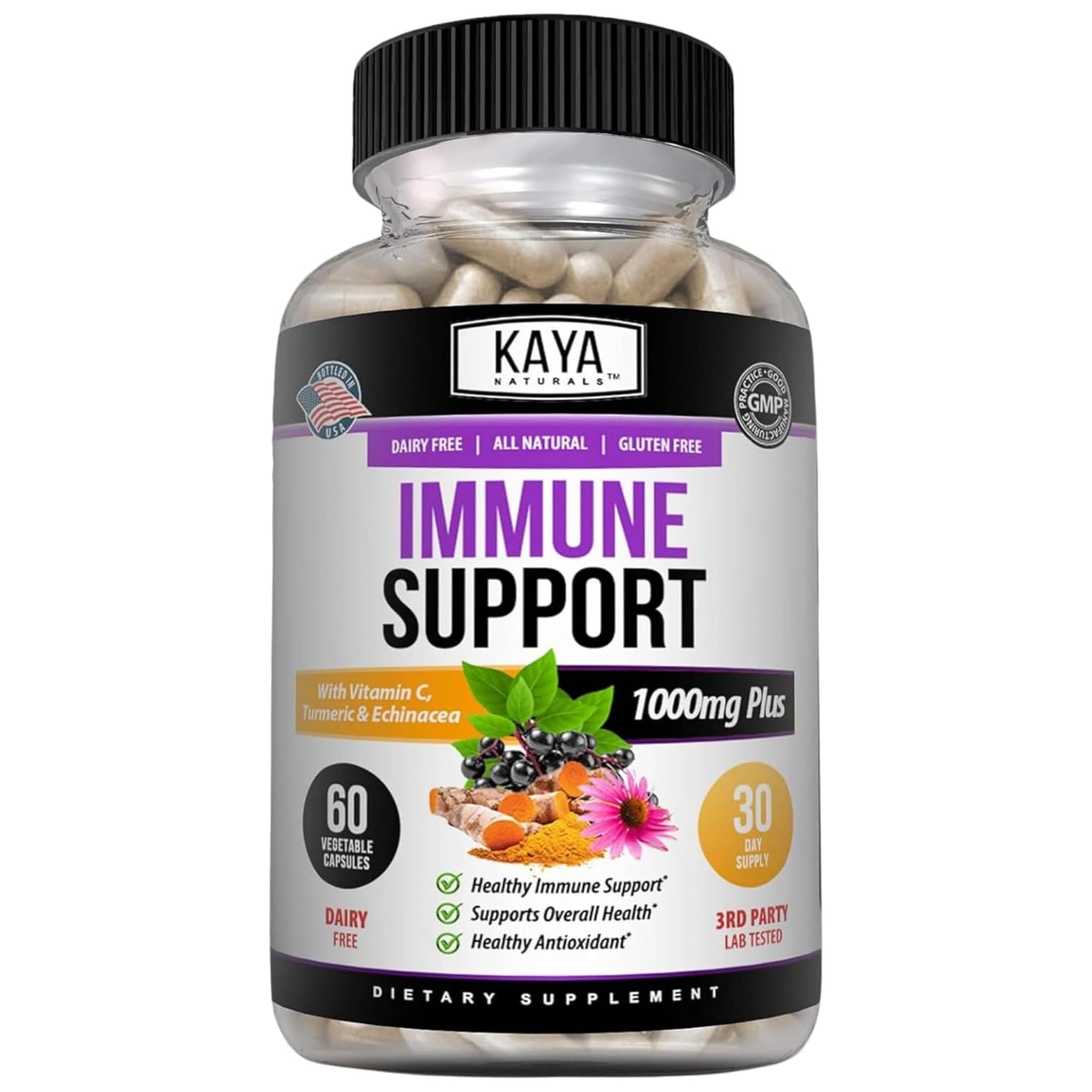Kaya Naturals Elderberry Immune Support Capsules, 60 Count