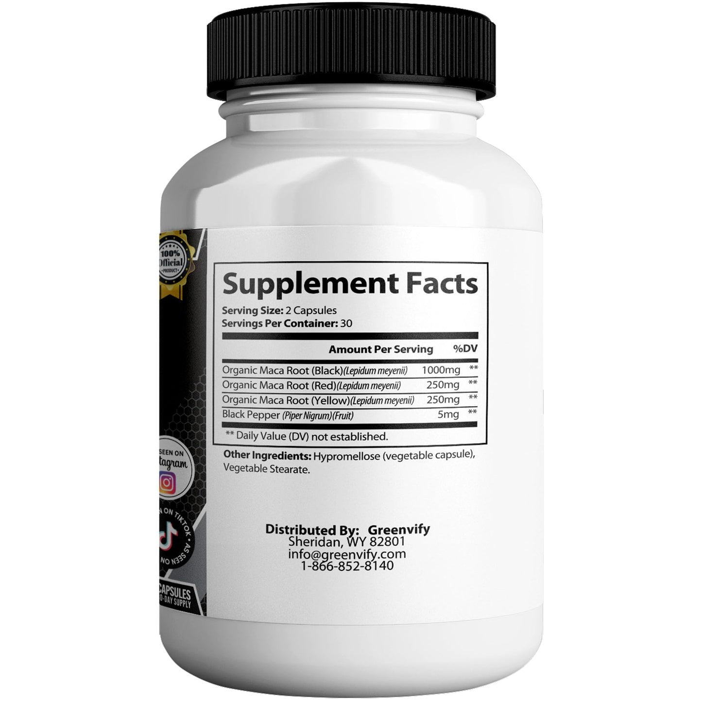 GREENVIFY ELO MAAS MAX Dietary Supplement, Herbal Blend, Organic Maca Root, 60 Capsules