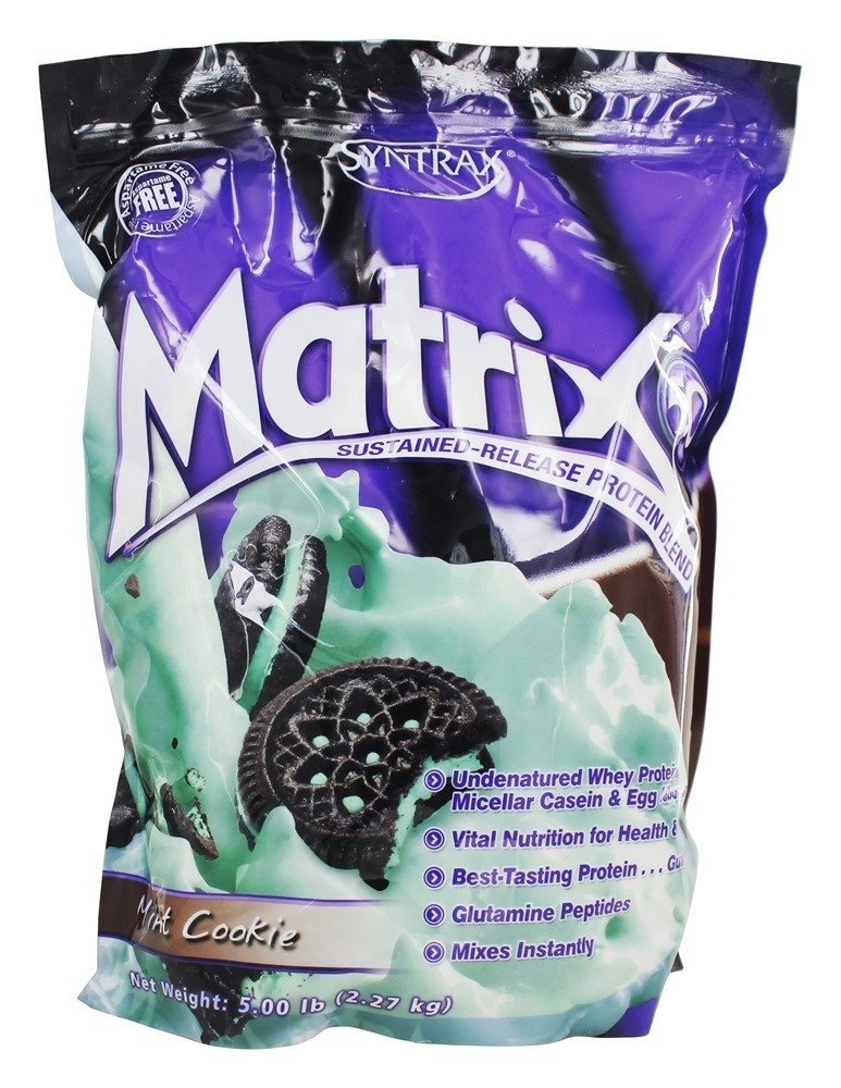 Syntrax Matrix Sustained Release Protein Powder - Mint Cookie, 5 lb Bag, 80 Servings
