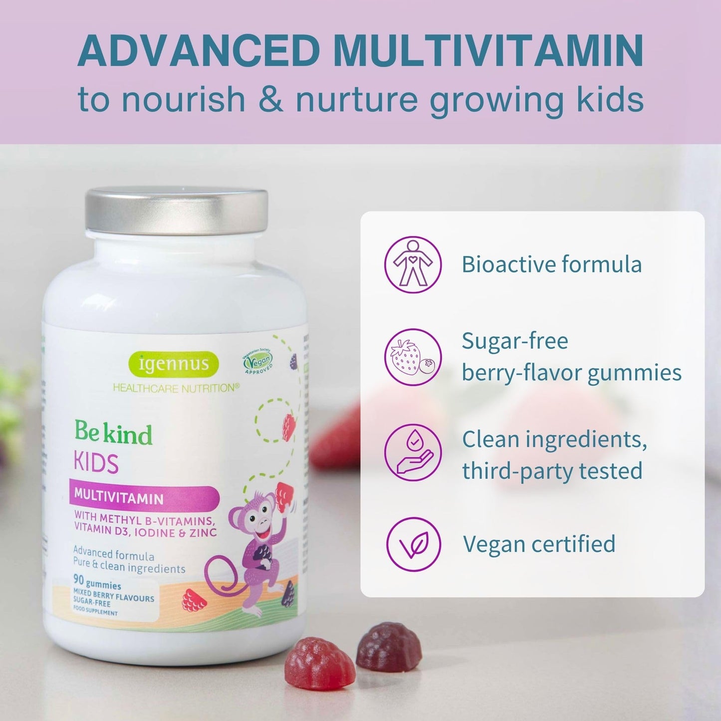 Igennus Healthcare Nutrition Methylated Kids Multivitamin Gummies 540