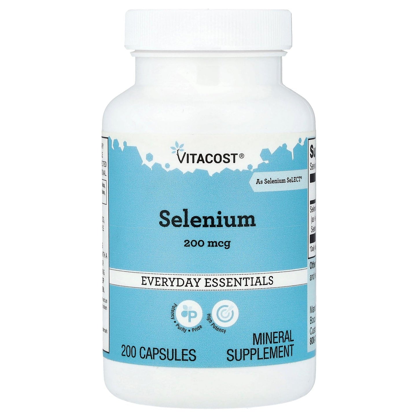 Vitacost Brand Selenium 200 mcg Capsule, 200 Capsules
