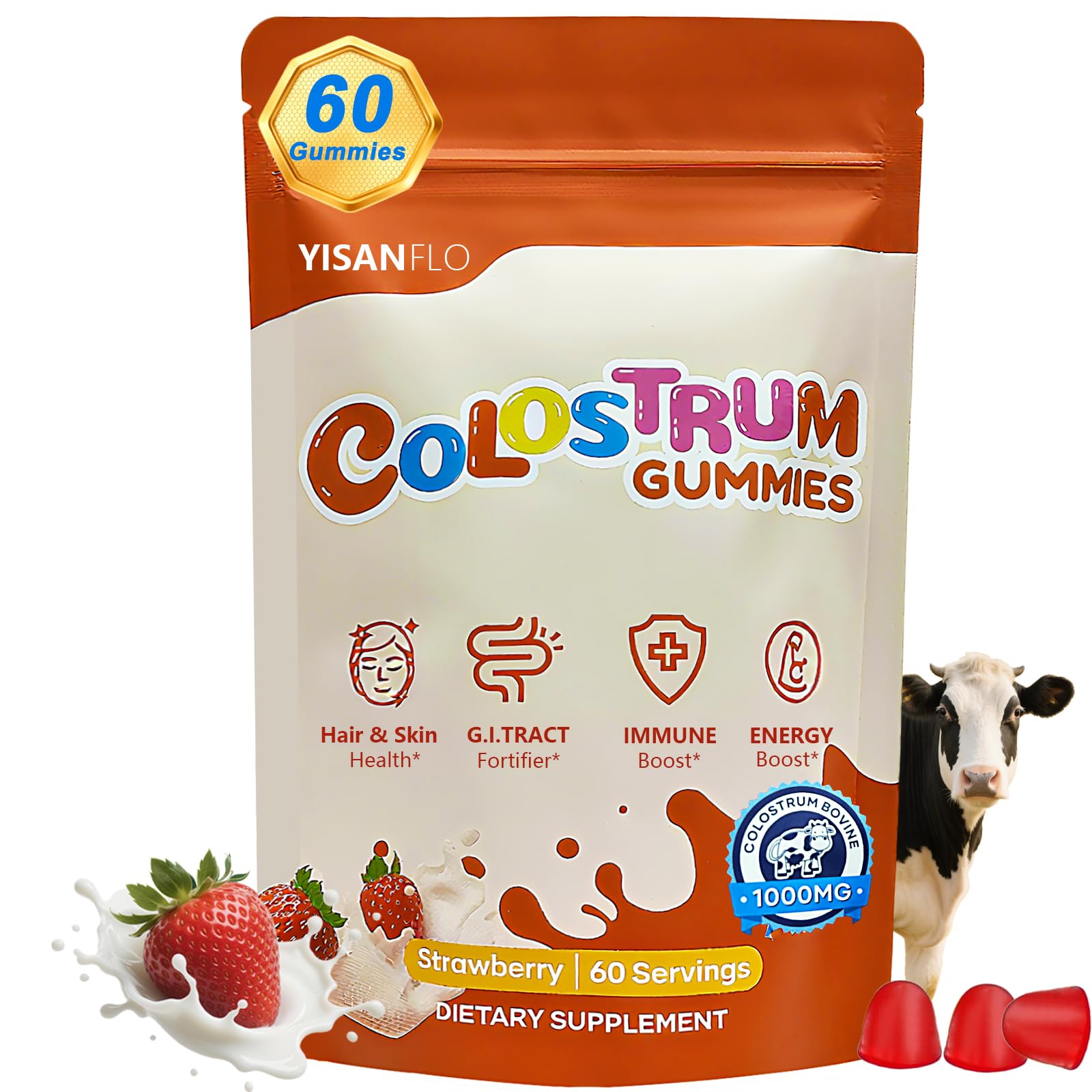YISANFLO Colostrum Gummies 60 Count