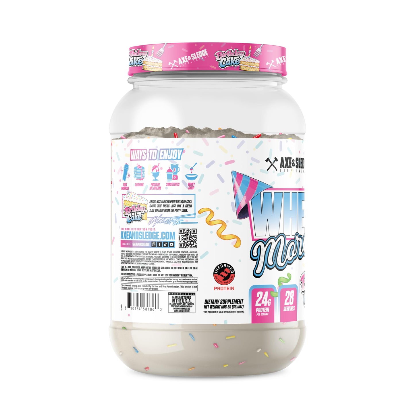 Axe & Sledge Whey More Protein Blend Protein Powder Birthday Cake