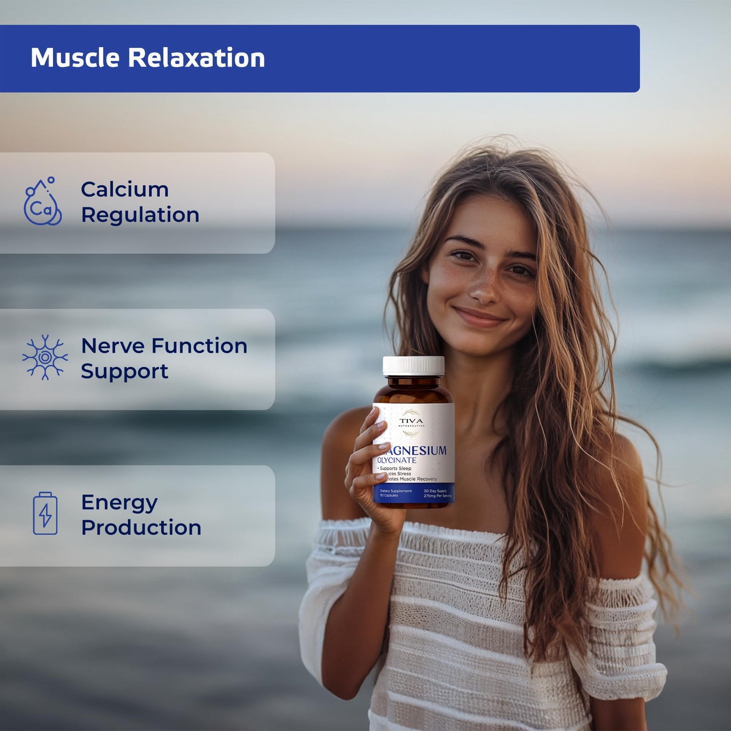 TIVA Nutraceutics Magnesium Glycinate Capsules, 90 Count