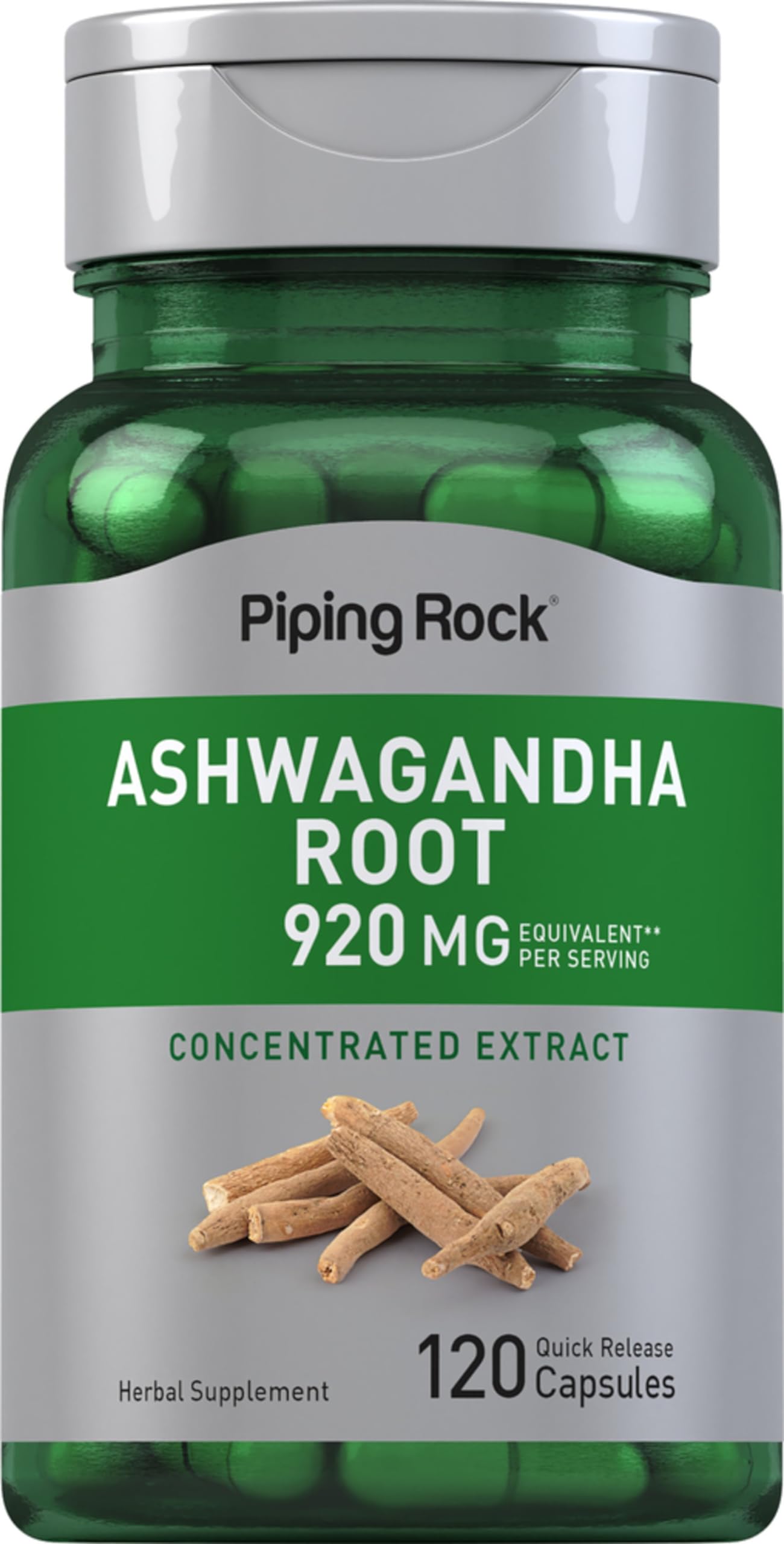 Piping Rock Ashwagandha Root Extract Capsules 120 Count