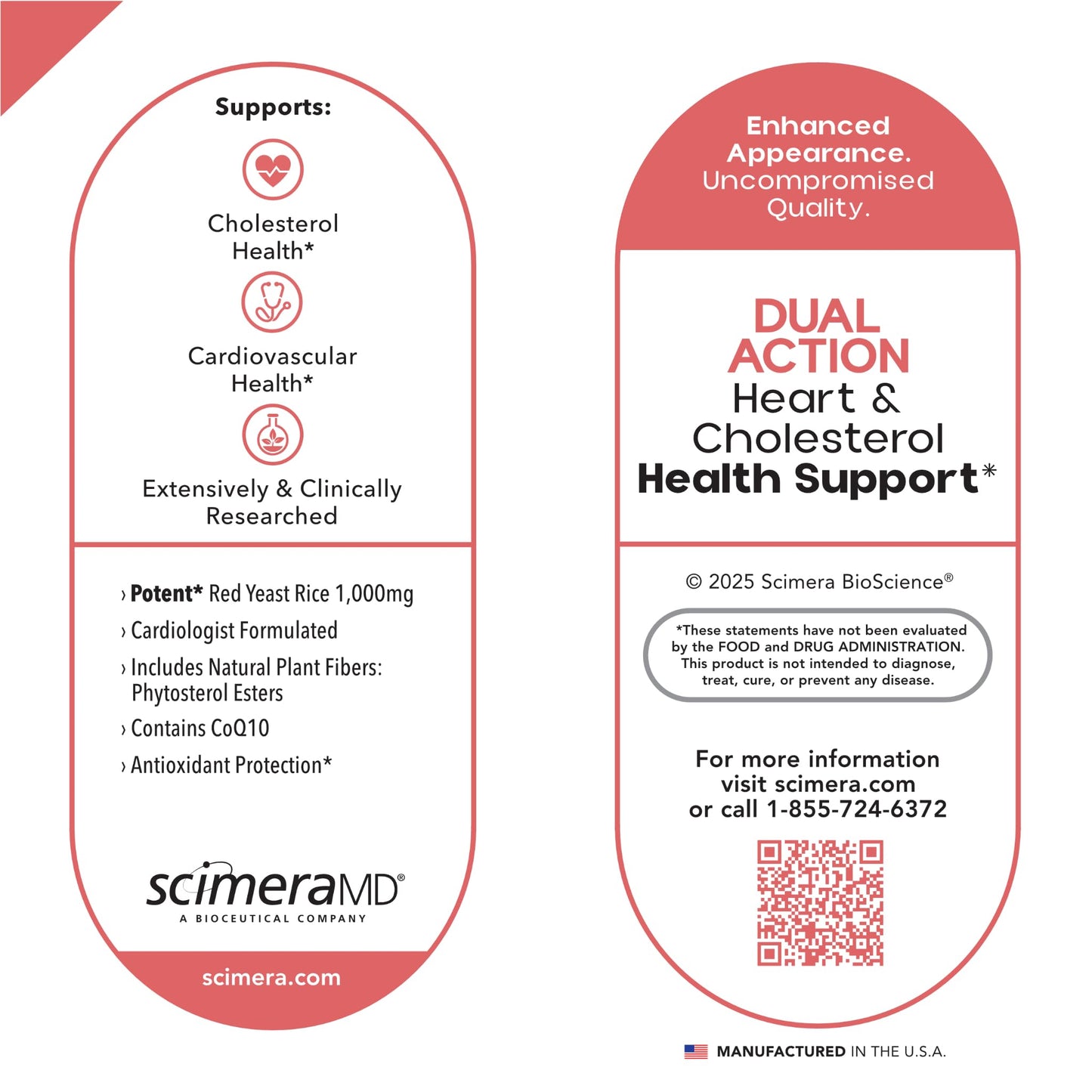 Scimera Bioscience CardiovascularMD Red Yeast Rice Supplement with Phytosterol Ester and CoQ10 for Heart Health and Cholesterol Support, Capsules, 60