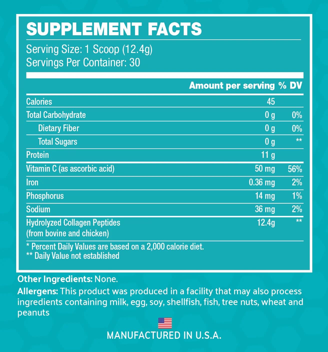 INVIGOR8 Collagen Peptides Powder Hydrolyzed with Vitamin C Type I, II, & III, Unflavored Non-GMO Grass-Fed 13.1 Ounce