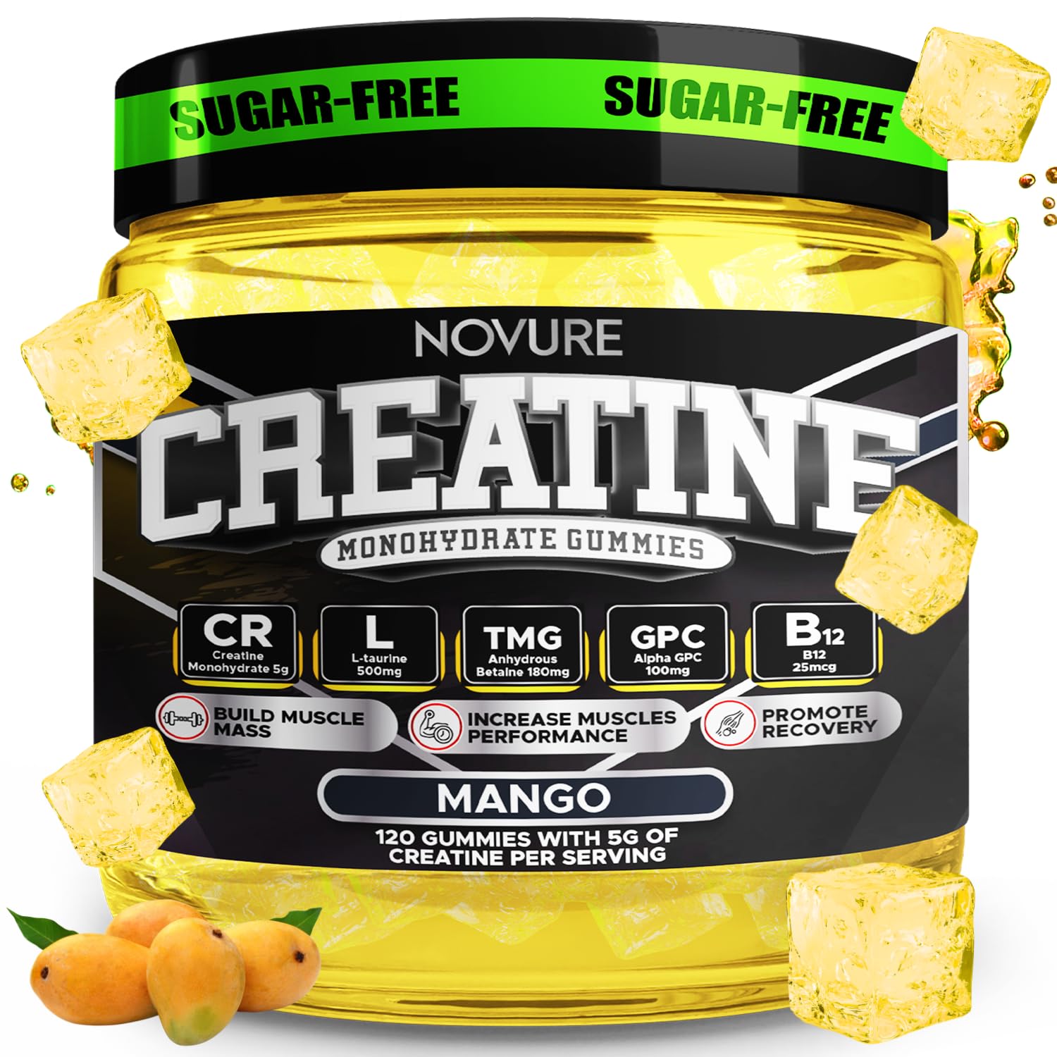 Novure 5000mg Creatine Monohydrate Gummies, 120 Gummies