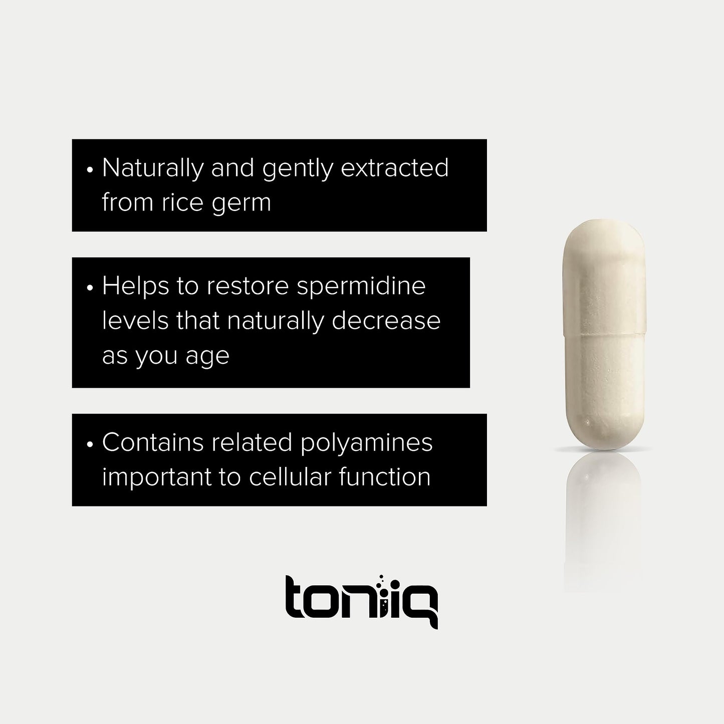 Toniiq Ultra Concentrated 500mg Spermidine Capsules for Men and Women, 120 Count