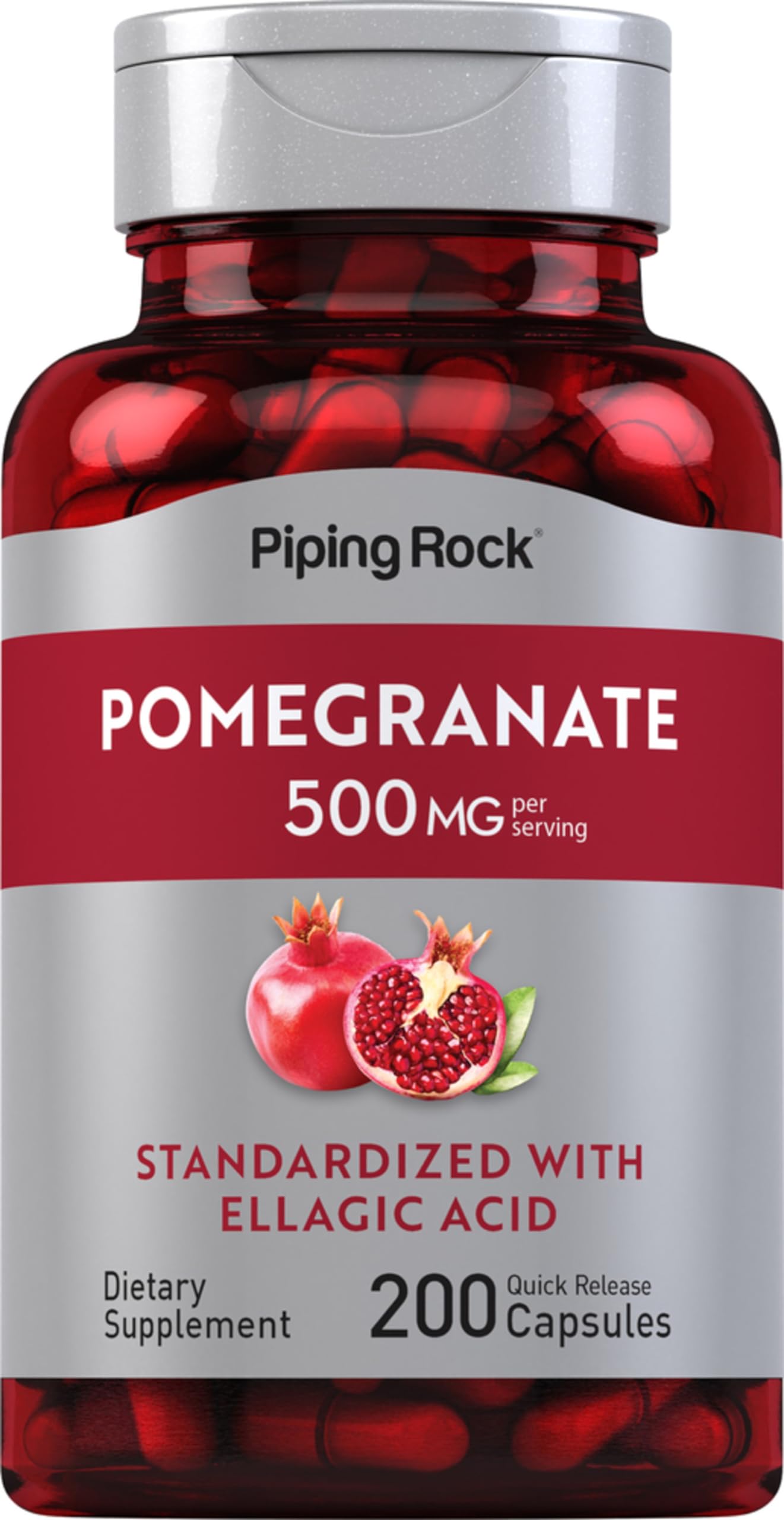Piping Rock Pomegranate Extract Capsules 500mg, 200 Capsules