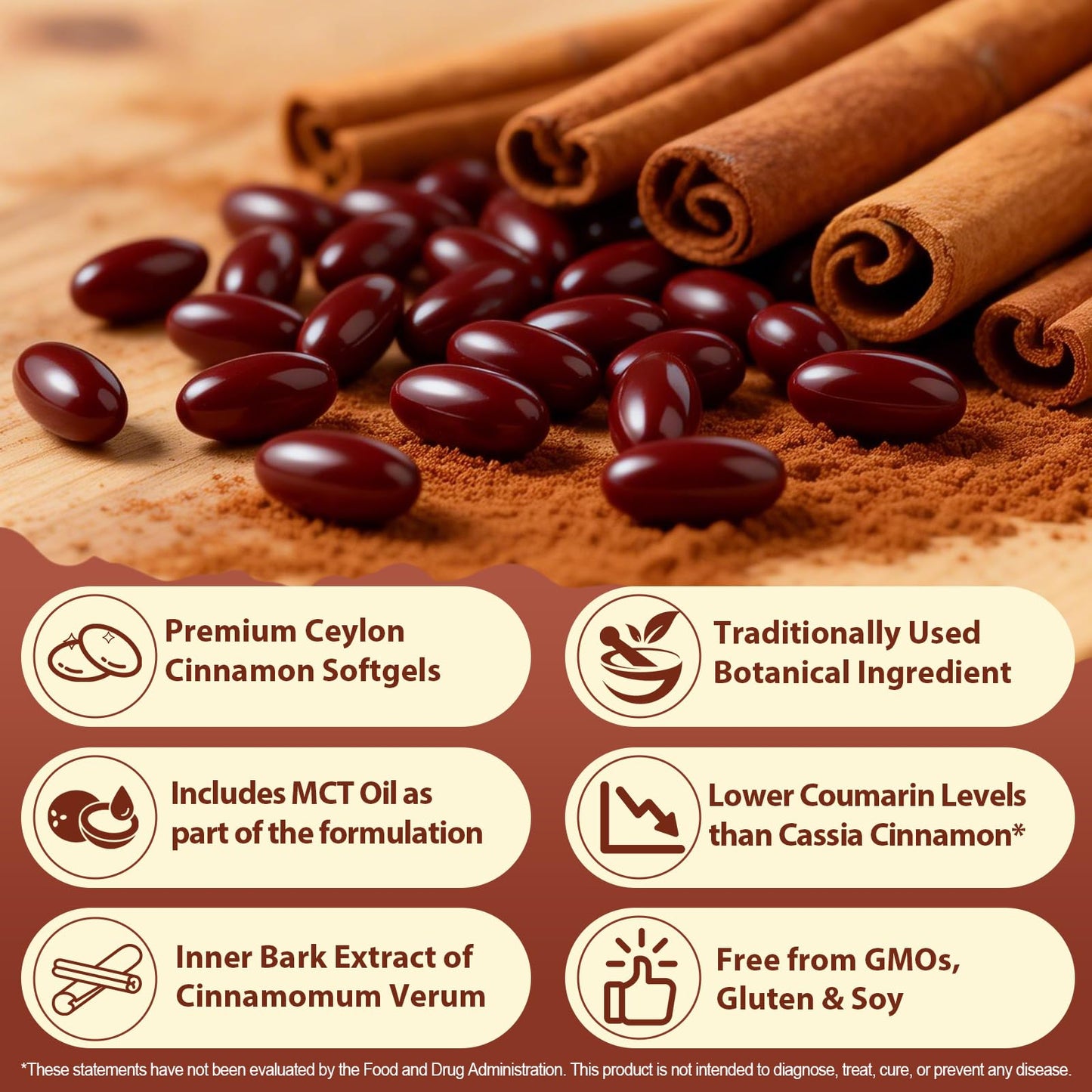 vopxccvy Ceylon Cinnamon Softgels, 240Softgels