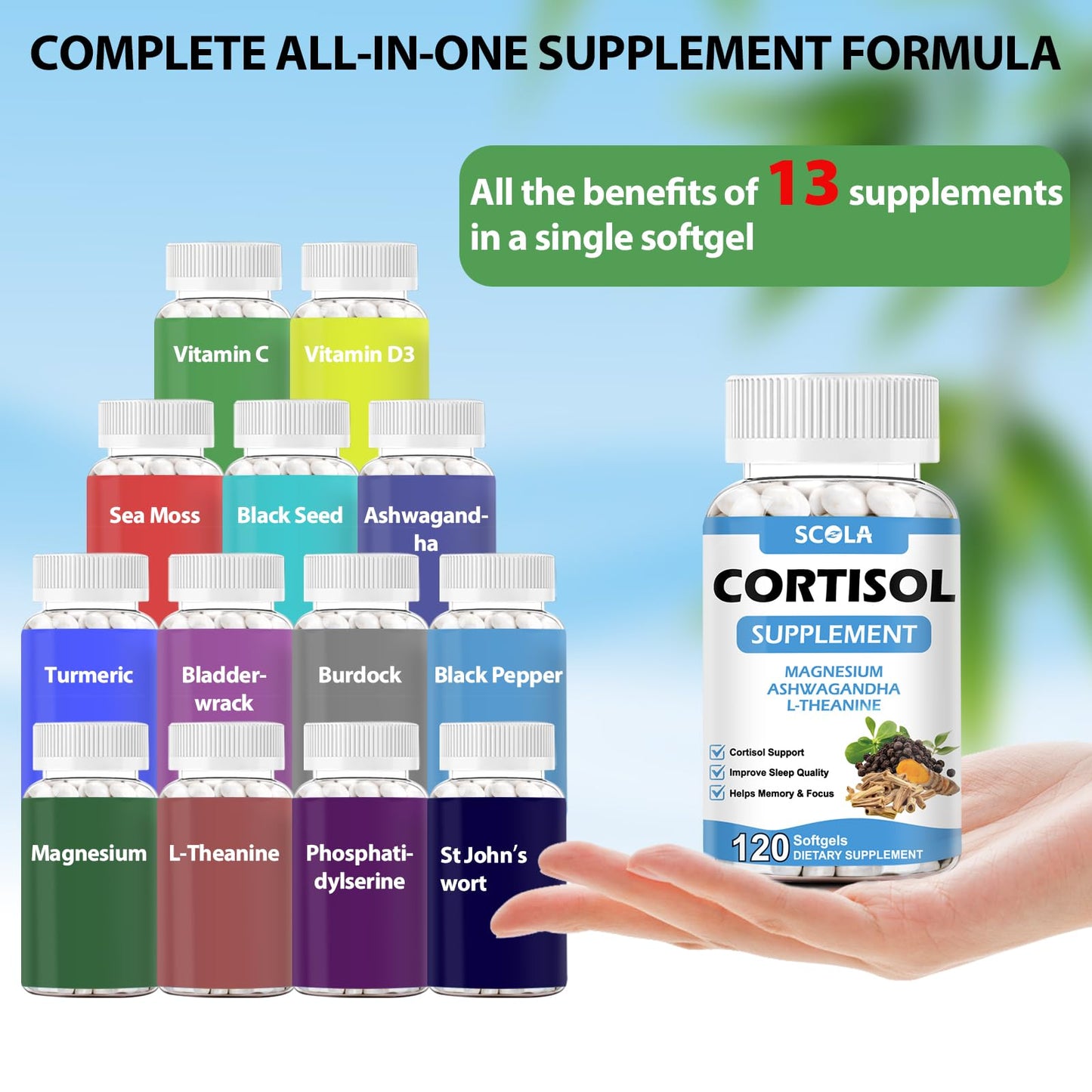 SCOLA Cortisol Supplement Softgels 120 Count