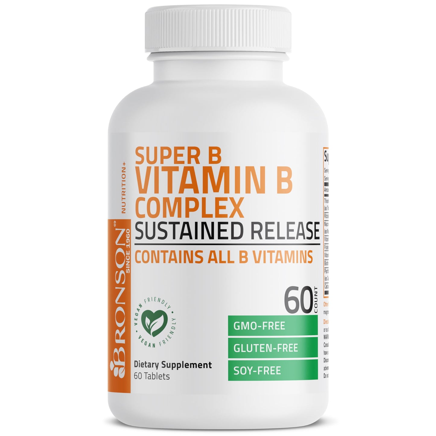 Bronson Super B Vitamin B Complex Sustained Slow Release, 60 Tablets