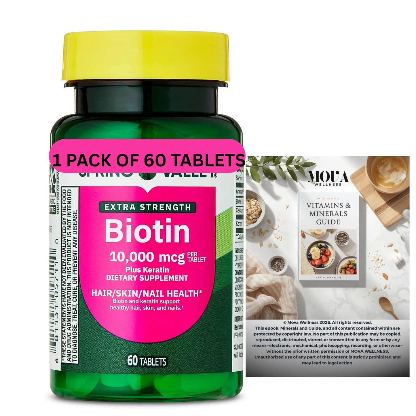 Generic Biotin + Keratin Tablets, 60 Count