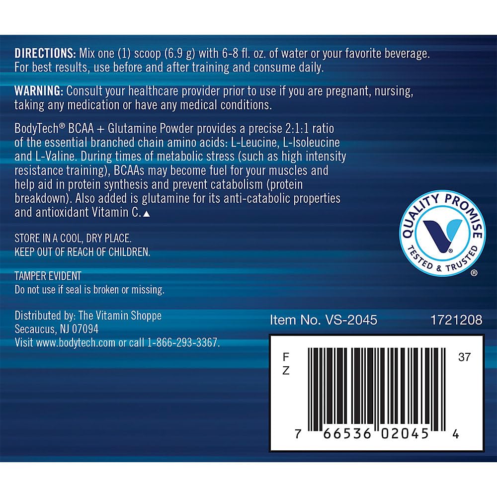 BodyTech BCAA + Glutamine Powder, 7.3 oz