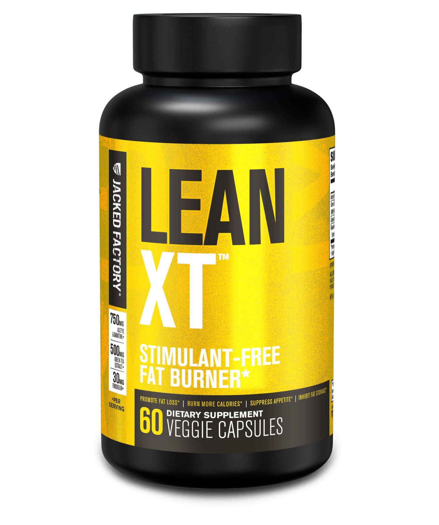 Jacked Factory Lean-XT Caffeine Free Fat Burner Capsules, 60 Capsules