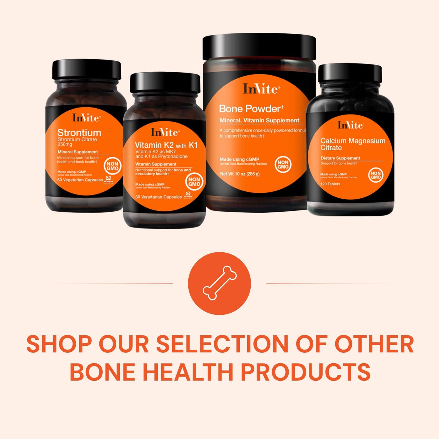 Invite Health Bone Powder - Comprehensive Once-Daily Powdered Formula to Support Bone Health - Helps Enhance Calcium Absorption, Powder, 10 Ounce