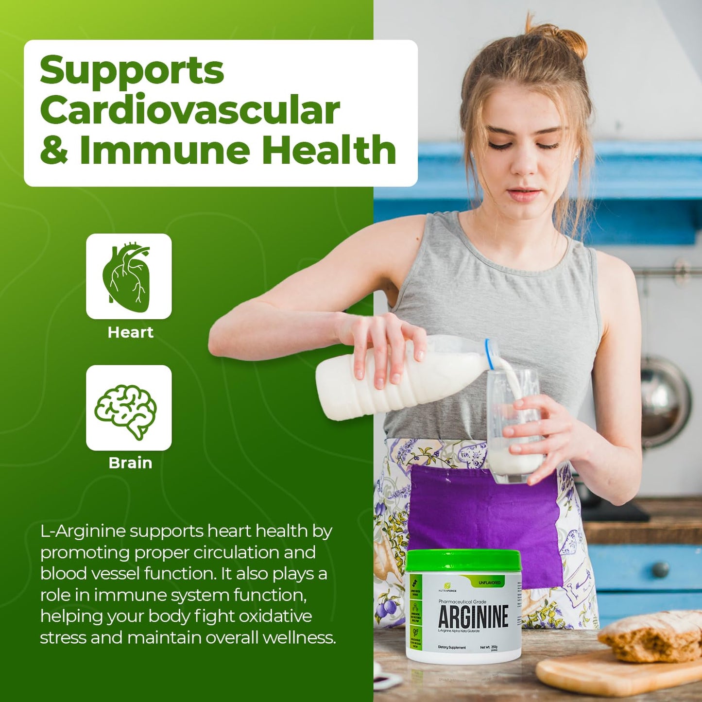 NutraForce L-Arginine Alpha-Keto Glutarate Powder, 8.82 oz