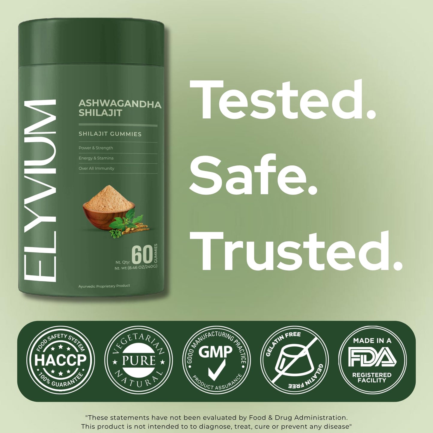 Elyvium Pure Himalayan Shilajit Gummies with Ashwagandha 60-count