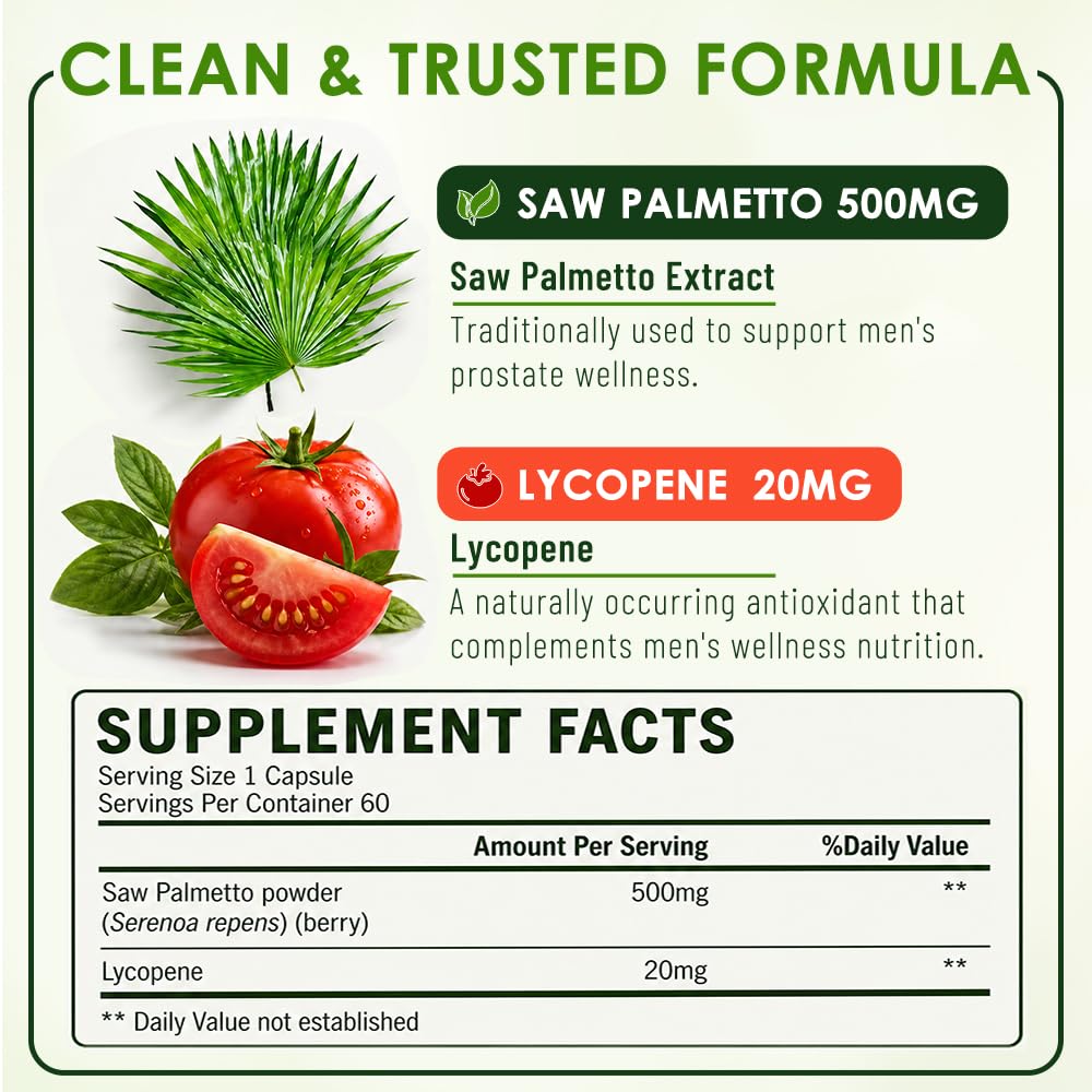 BioHarmony Saw Palmetto Prostate Health Supplement for Men Capsule 60 Capsules