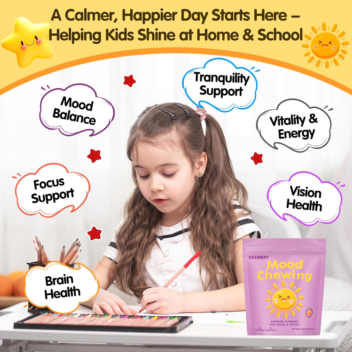 ZAXINERY Saffron Gummies for Kids, 60 Gummies