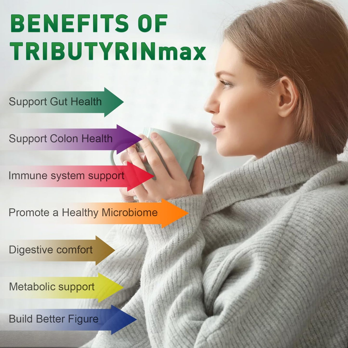 Uarcool TRIBUTYRINmax Supplement 1200mg Gut Health Capsules 120 Capsules
