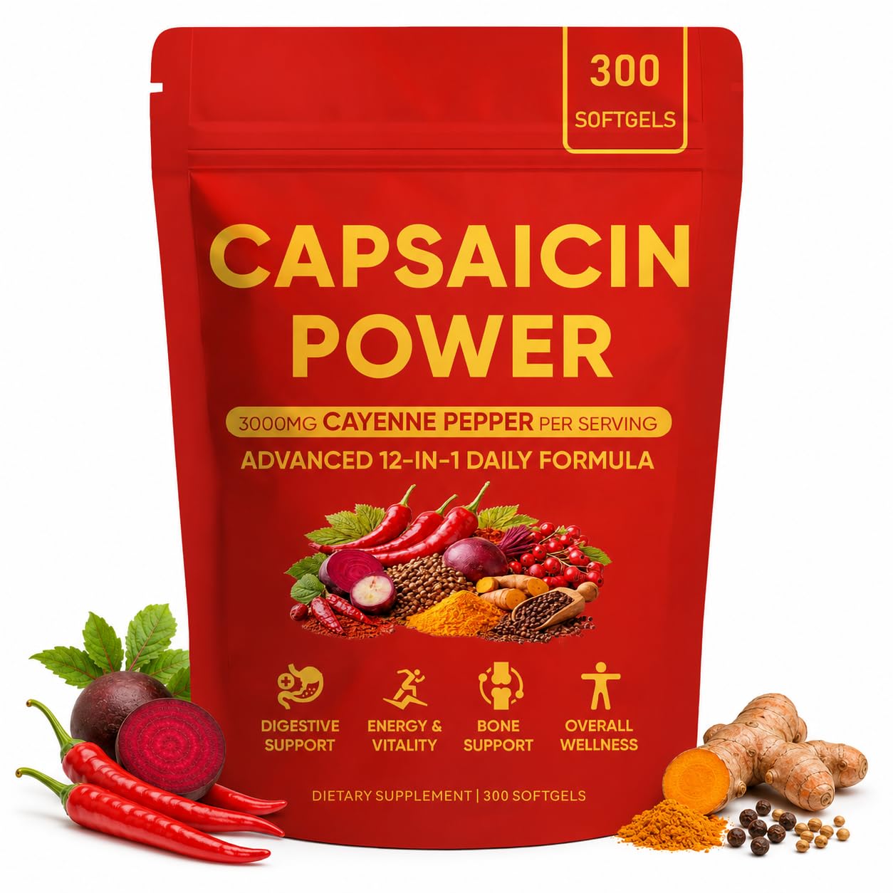 Thicair Capsaicin Power Cayenne Pepper Softgel, 300 Capsules