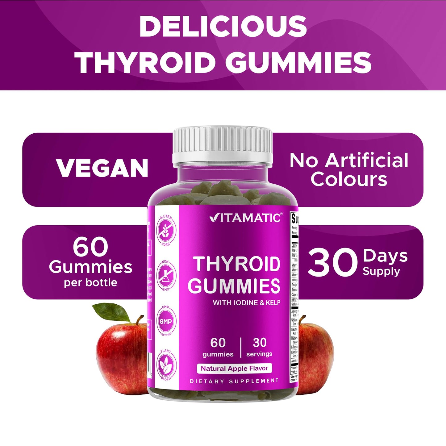 Vitamatic Thyroid Support Gummies with Iodine & Kelp, 120 Count