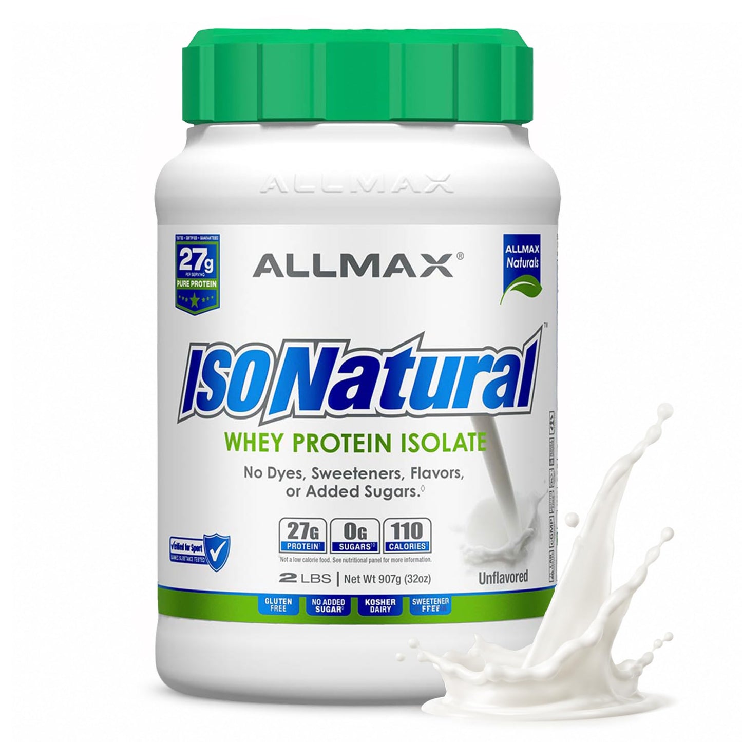 ALLMAX ISONATURAL Whey Protein Isolate Powder, 32 Servings, 2 lb