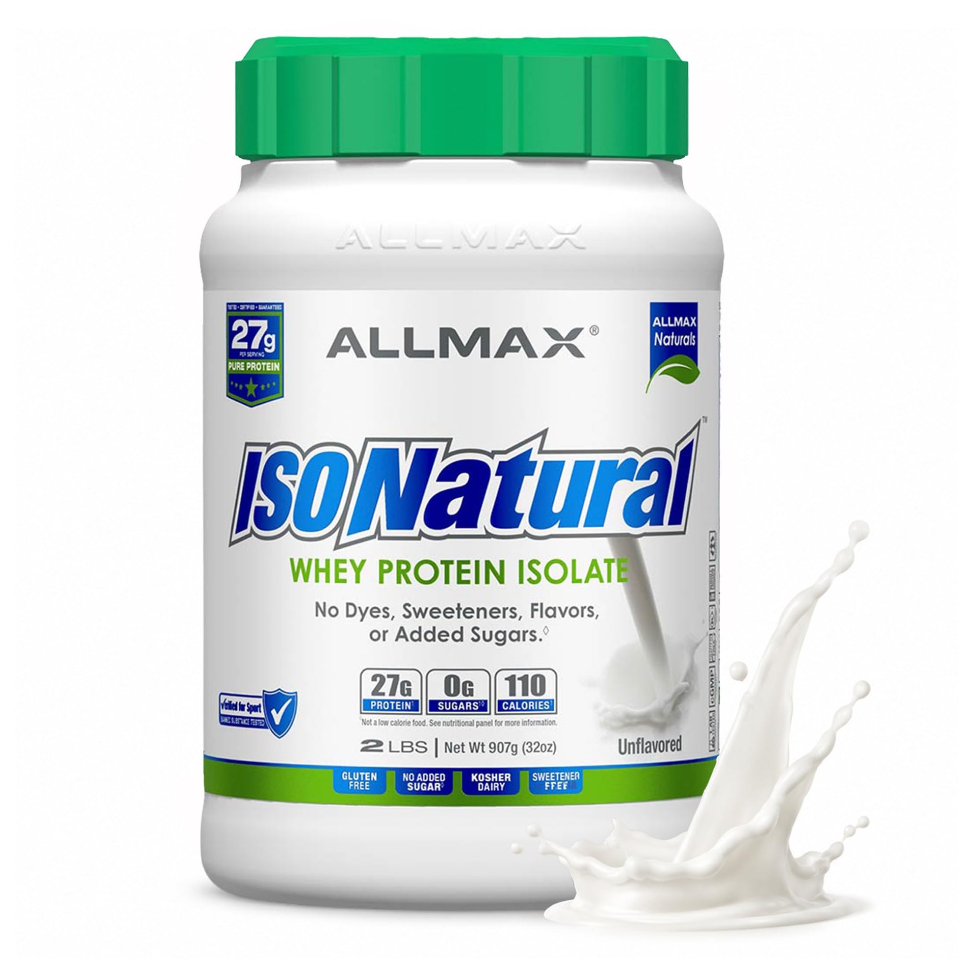 ALLMAX ISONATURAL Whey Protein Isolate Powder, 32 Servings, 2 lb