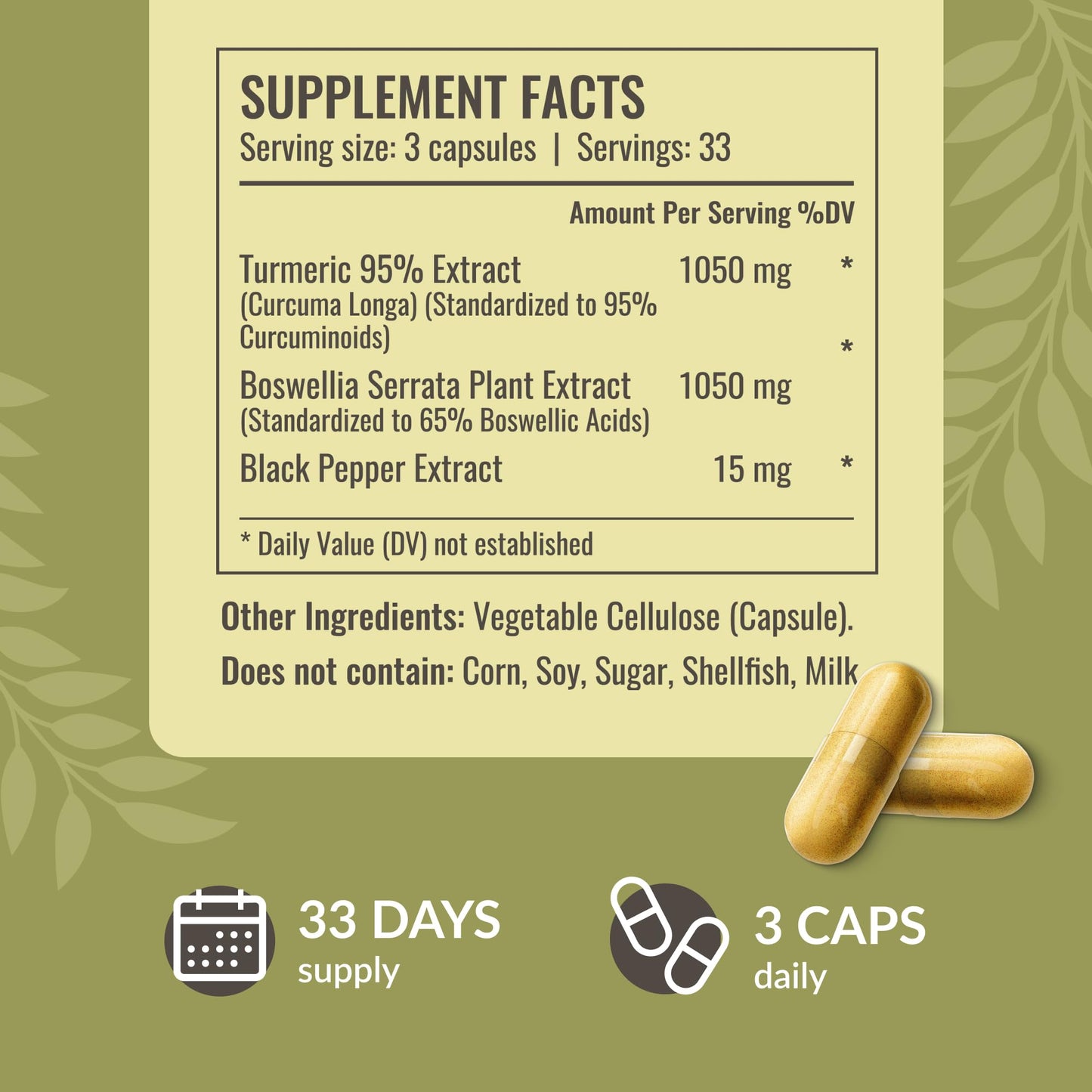 HERBAMAMA Turmeric and Boswellia Extract Capsules, 100 Capsules